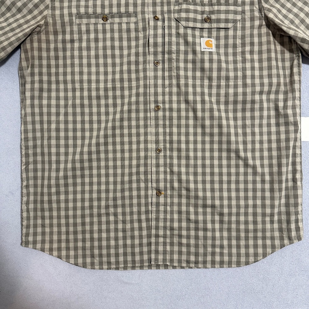 Carhartt Force Relaxed Fit Plaid Work Shirt Short Sleeve Gray Mens Size XL - Picture 4 of 11